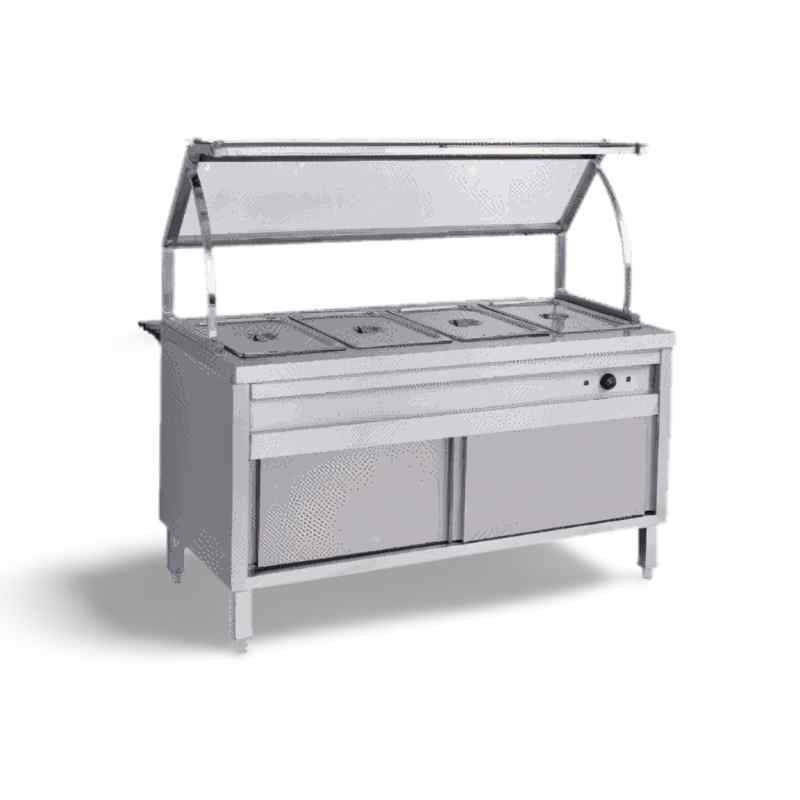 Electric 4 division bain marie with plate warmer