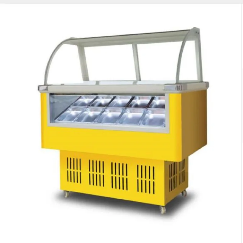 10pans Curved Glass Gelato Ice Cream Display Showcase Refrigerator Freezers Free Shipping.jpg (1)
