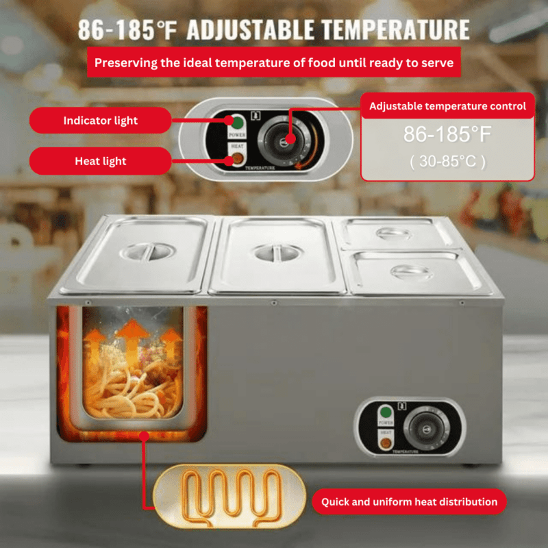 bain marie with tap adjustable temperature