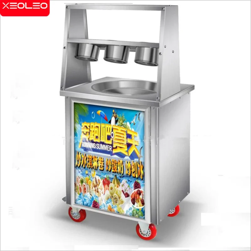 XEOLEO Single pot Fry Ice machine Roll Ice Frier 1500W Yogurt Frying machine Stainless steel Fry